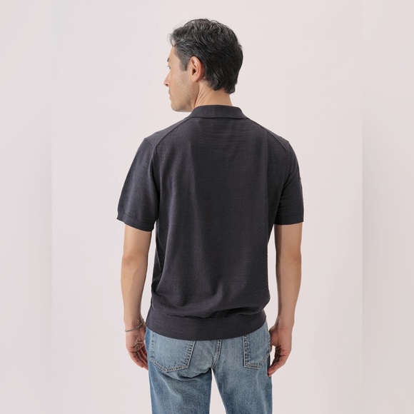 Buck Mason AVALON KNIT POLO 100% Cotton Slub Sweater Size Medium Navy. 3 - Picture 5 of 7